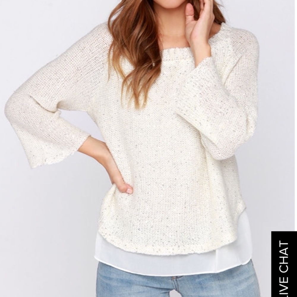 THML FARGO CREAM SEQUIN SWEATER